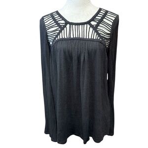 Pixley Cut-Out Detail Long Bell Sleeve Black Tunic Top (M) EUC